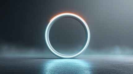 neon ring glowing gently on a matte wall background
