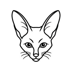 fennec fox head portrait line art illustration