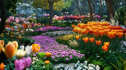 An AI-controlled garden where the flowers change colors and forms based on algorithms