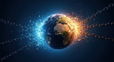 A Planet's Fragmentation Digital Rendering Of A World Breaking Apart