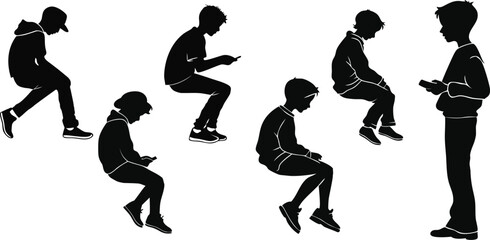 silhouettes of boys sitting