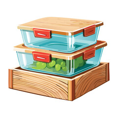 Kitchen Container with Fresh Produce - Vector Illustration