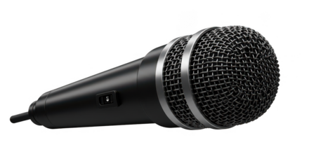 Black microphone detail studio shot