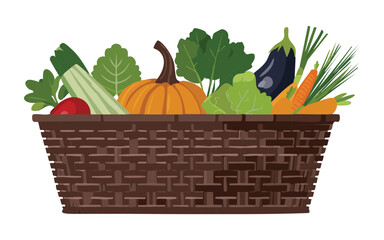 basket of vegetables gardening - vector illustration