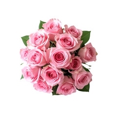 Naklejka premium Beautiful bouquet of pink roses isolated on love soft gift buds bloom on transparent background
