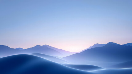 Gentle misty transition mountain ranges landscape photography atmospheric setting elevated perspective soft blue hues