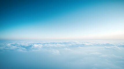 Fototapeta premium Soft atmospheric transition sky blue mist landscape aerial view ethereal calm