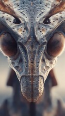 Detailed close-up of a fantastical insect's head.