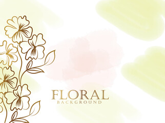 Elegant Gold Floral Design on Watercolor Background