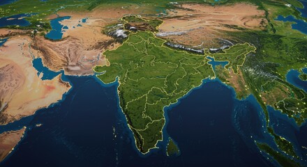 Satellite View of India: A Geographical Overview