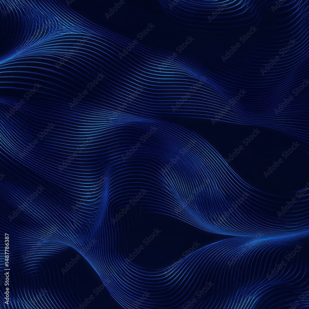 Poster Abstract background featuring flowing blue lines creating a wave-like texture in a dark setting