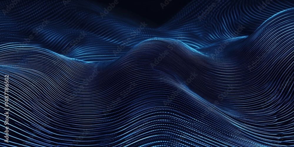 Poster abstract wave patterns in a dark background showcasing fluid motion and dynamic lines