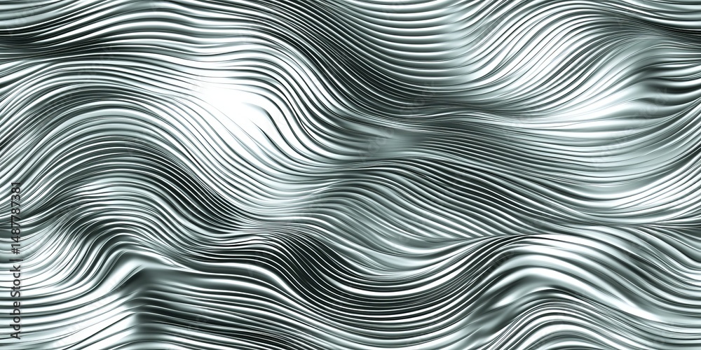 Poster silver waves create an abstract pattern that captivates with fluid movement and depth