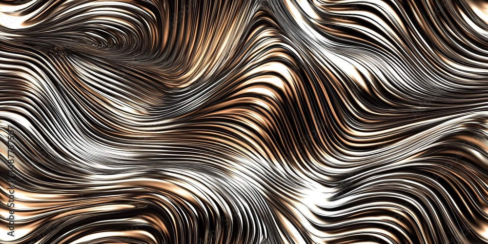 Poster abstract swirling patterns with rich textures and metallic tones creating a captivating visual compo