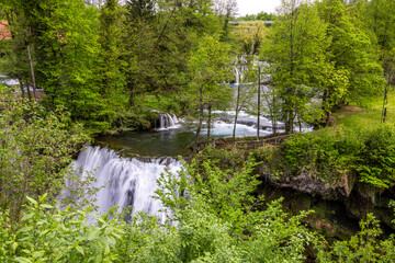The historic village of Rastoke in the town of Slunj, where the Slunjčica River flows into the...