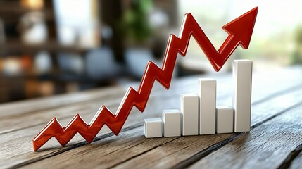 Visual representation of index rise with stock chart and dynamic arrows indicating market momentum.