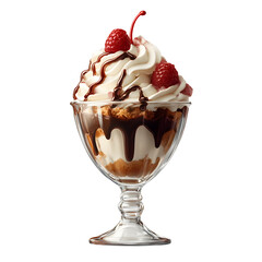 Ice cream sundae isolated on transparent background