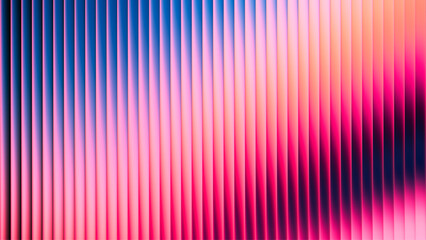 Abstract ribbed fractal glass texture effect with bright smooth fluted vertical lines of colorful gradient. Bold and dynamic design blending bright colors and geometry for modern visual art project © 3d_kot