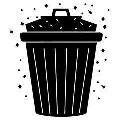 Simple Trash Bin Silhouette – Black Trash Can Garbage 
