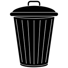 Simple Trash Bin Silhouette – Black Trash Can Garbage 
