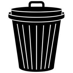 Simple Trash Bin Silhouette – Black Trash Can Garbage 
