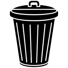 Simple Trash Bin Silhouette – Black Trash Can Garbage 
