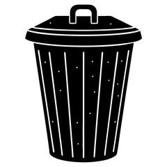 Simple Trash Bin Silhouette – Black Trash Can Garbage 
