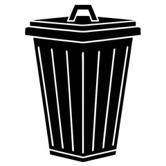 Simple Trash Bin Silhouette – Black Trash Can Garbage 
