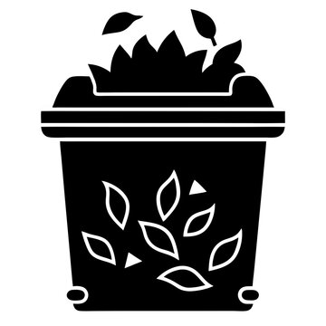 black trash can full of leaves clip art preview