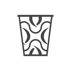 Paper-Filled Trash Bin Icon – Waste Container Silhouette. Discarded Paper Bin Black Silhouette Vector