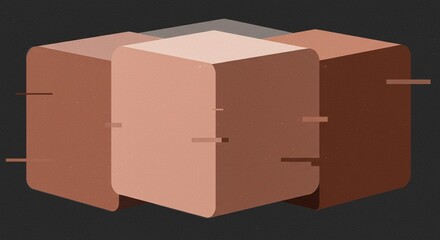 Obraz premium Abstract Geometric Shapes Interlocking Cubes in Earthy Tones Minimalist Design