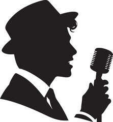 Silhouette of  singer black vector