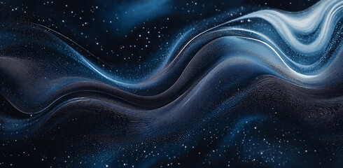Obraz premium Abstract Digital Art with Swirling Blue and Silver Lines, Seamless Liquid Motion and Light Reflections for Creative Backgrounds and Unique Visual Design Projects