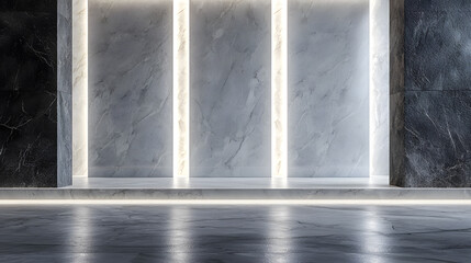 Elegant event space featuring polished marble surface luxury stone background modern design soft lighting