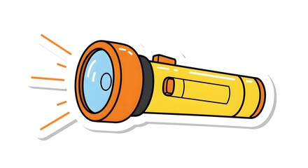 Cartoon Yellow Flashlight Clipart Illustration
