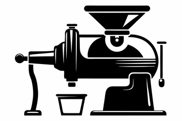meat grinder silhouette line art vector illustration with a white background