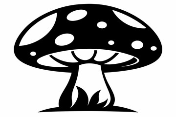 mushroom silhouette line art vector illustration with a white background