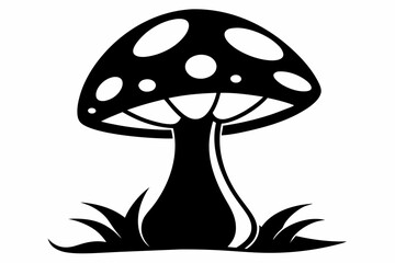 mushroom silhouette line art vector illustration with a white background