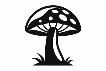 mushroom silhouette line art vector illustration with a white background