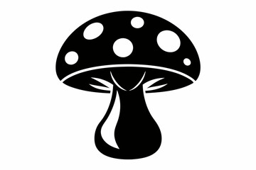 mushroom silhouette line art vector illustration with a white background