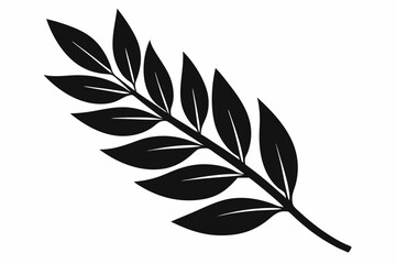 olive leaf silhouette line art vector illustration with a white background