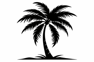palm tree silhouette line art vector illustration with a white background