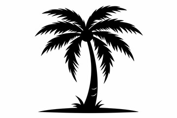 palm tree silhouette line art vector illustration with a white background