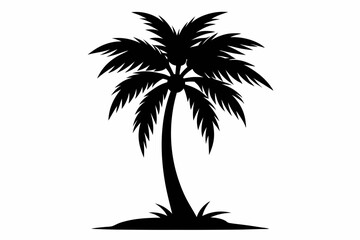 palm tree silhouette line art vector illustration with a white background