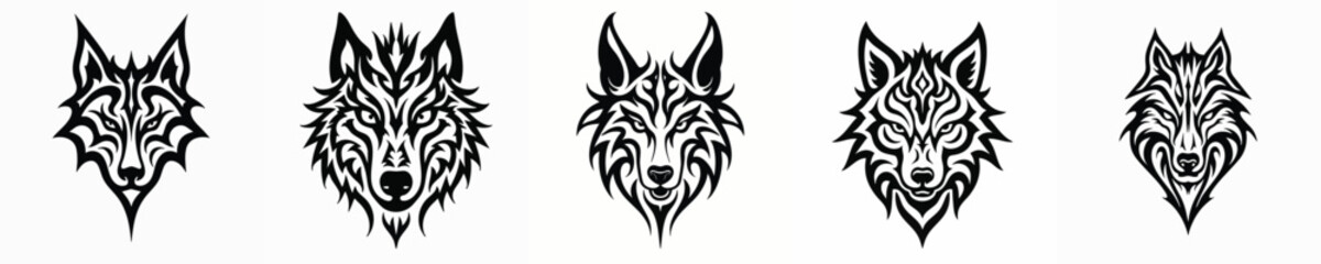 illustration vector graphic of tribal art wolf tattoo