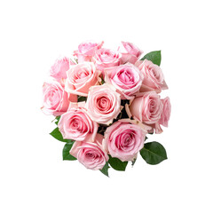 Fototapeta premium Beautiful bouquet of pink roses isolated on bud love gift soft bloom plant on transparent background