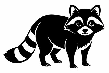 racoon silhouette line art vector illustration with a white background