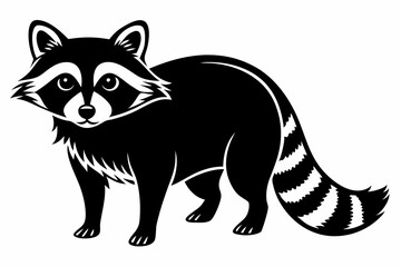 racoon silhouette line art vector illustration with a white background