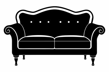 sofa silhouette line art vector illustration with a white background