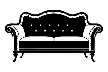 sofa silhouette line art vector illustration with a white background